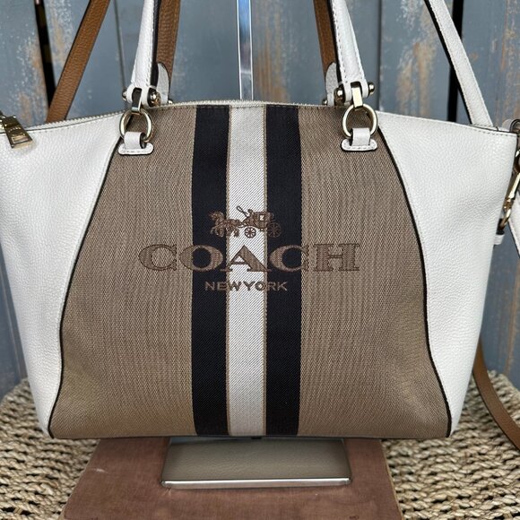 Coach Horse And Carriage Jacquard Prairie Satchel Khaki/Chalk - Picture 2 of 16